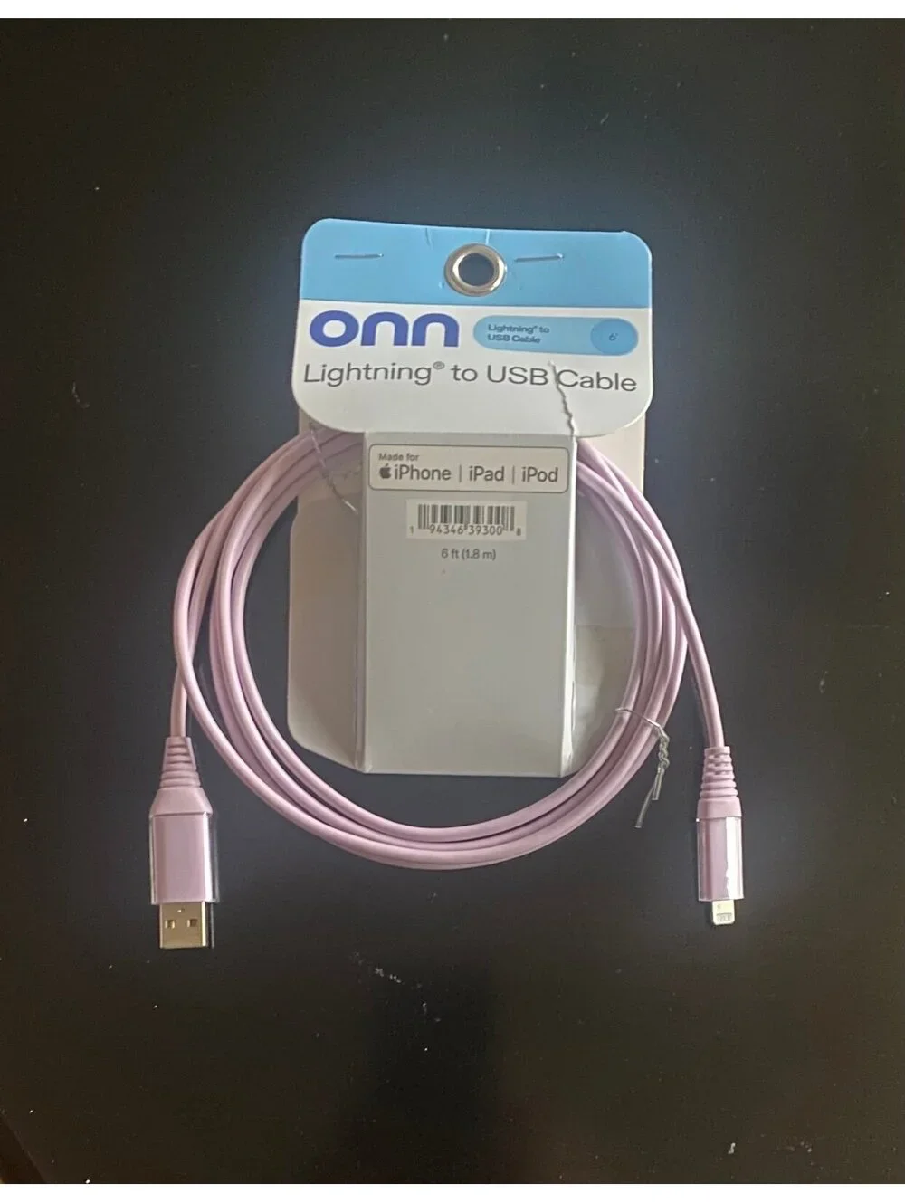 Onn 6ft Lightning to USB Charging Cable Light Purple